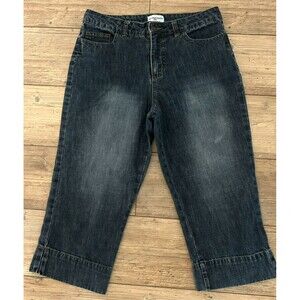 George & Martha Blue Denim Jeans Capris Pants Bottom Side Slits Womens Size 10